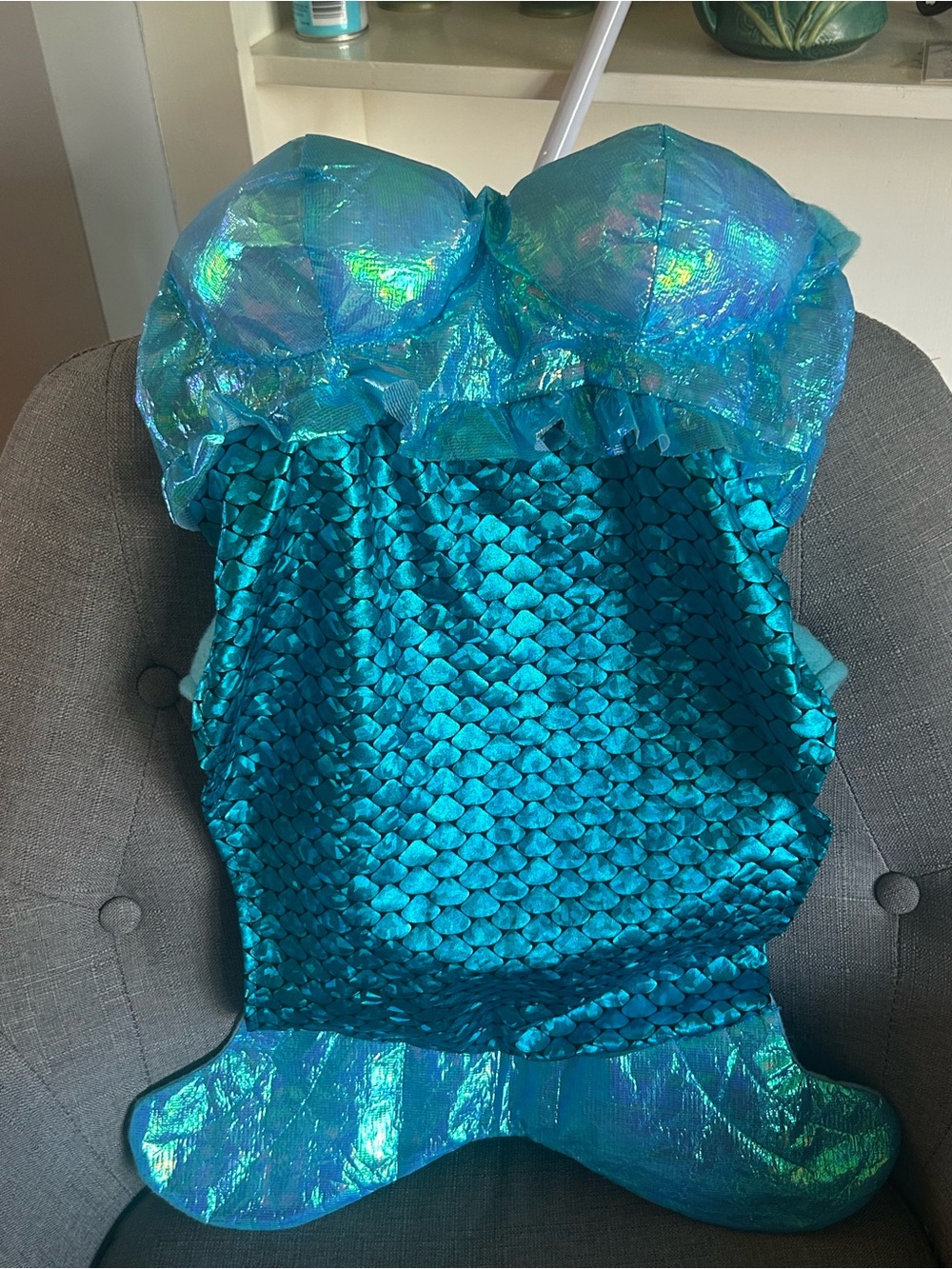 Halloween dog costume Shimmery Teal Mermaid size XL